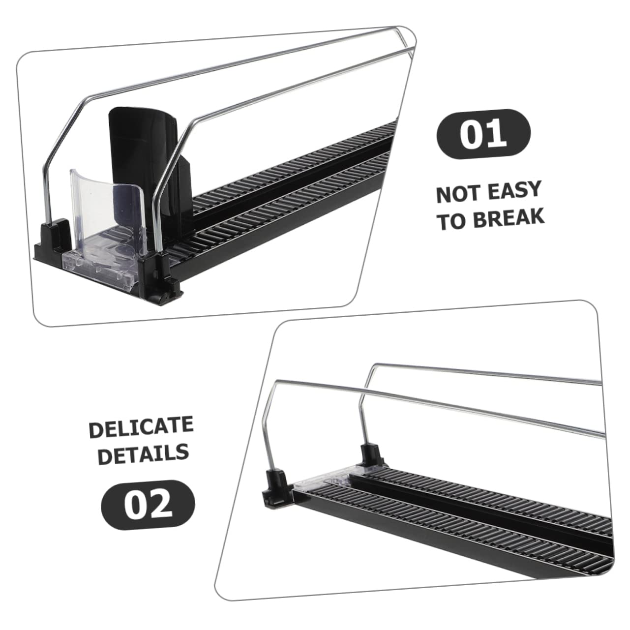 Cabilock 2pcs Black Plastic Drink Pusher for Commercial Beverage Dispenser Can Organizer Shelf Replenishment Tool