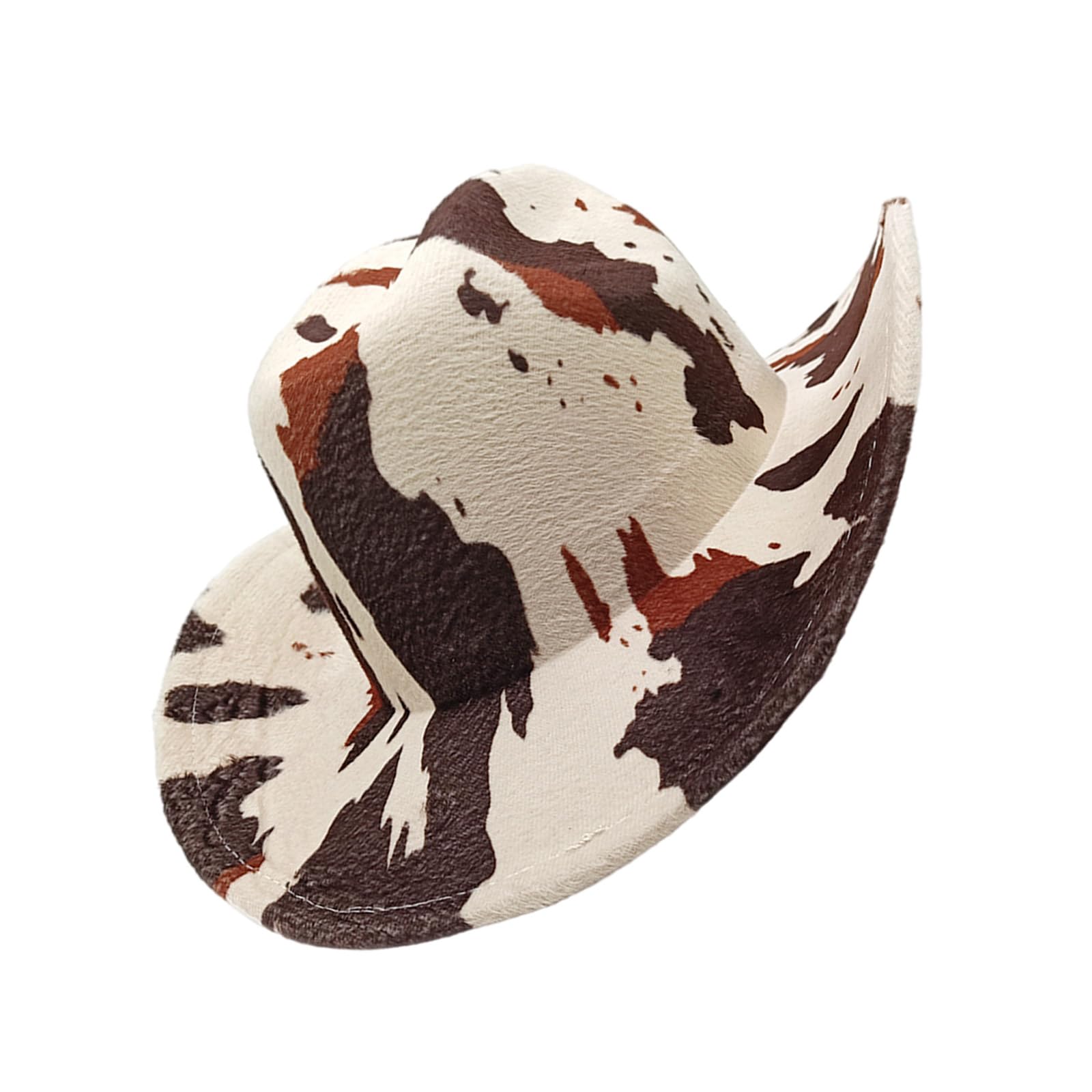 Fcnjsao Western Styles Hat Roll Trim Cowgirls Fedoras Wide Brims Hat with Animal Pattern for Outdoor Activity and Cosplay