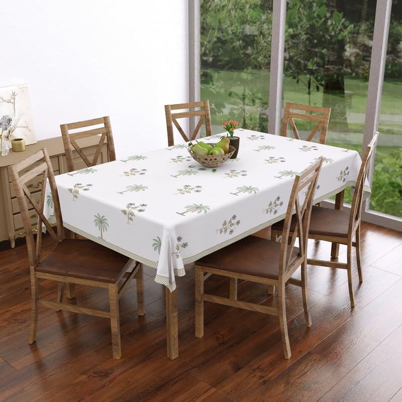Texstylers Premium Cotton Block Print White Table Cloth 60x90 Inches | Handcrafted Dining Table Cover for 6 Seater | Elegant Rectangular Table Linen for Home & Parties, Pack of 1, Floral_18-image-43