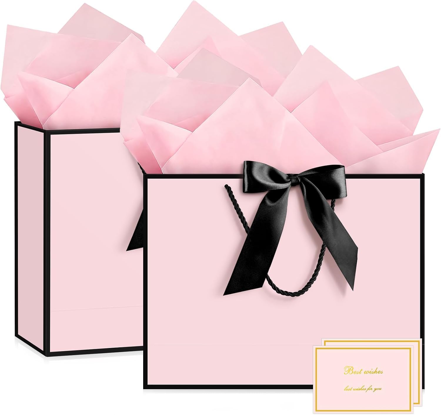 JMANNI 2Pcs Medium Pink Gift Bags for Presents,Birthday Gift Bag for Women — image 1