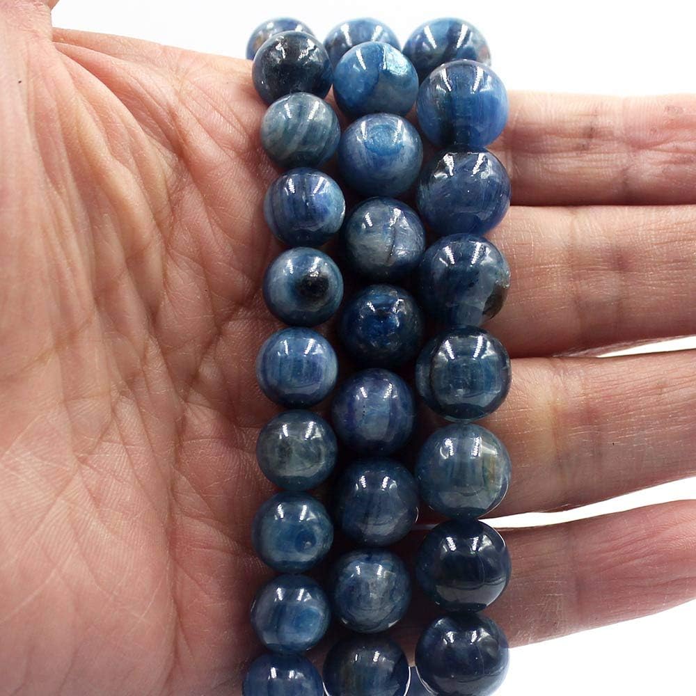 SR BGSJ Jewelry Making Craft Natural 10-11mm AA Grade Round Blue Kyanite Beads Gemstone Spacer For DIY Design Beads Strand 15"