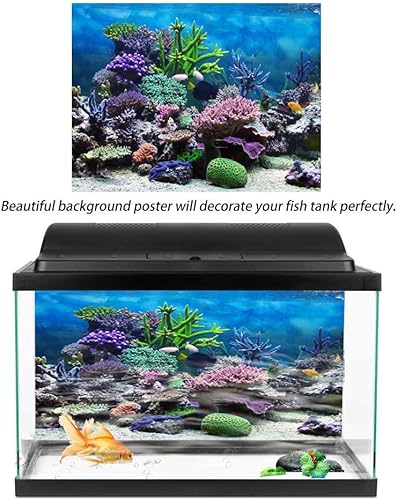 Miniatura 4 de Zerodis Póster adhesivo de PVC con fondo de peces de acuario, papel tapiz de paisaje, decoración de coral subacuático (29.9 x 11.8 in)