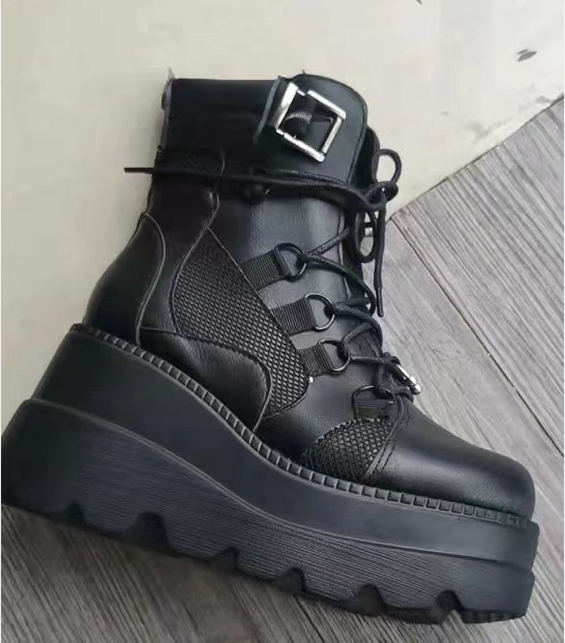 Ulalaza Pombas de vestir de mujeres Mary Jane zapatos Lolita Linda plataforma gótica Doble correa de tobillo Redondeo redondo Pombas de uniformes de tacón Chunky zapatos Perfectos para