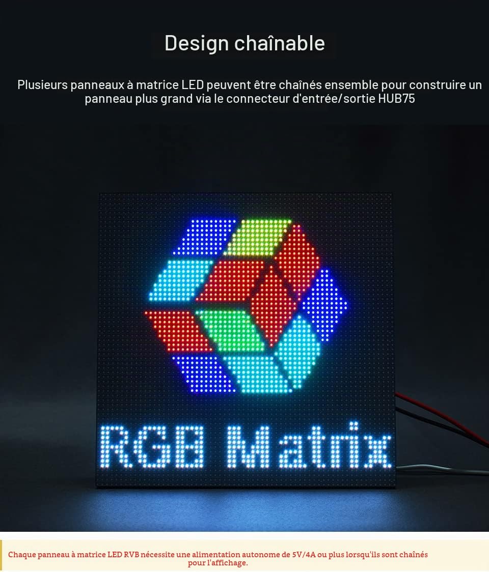 Waveshare RGB Full-Color LED Matrix Panel 4mm Pitch 64×32 Pixels 2048 Individual RGB LEDs Adjustable Brightness Compatible with Raspberry Pi