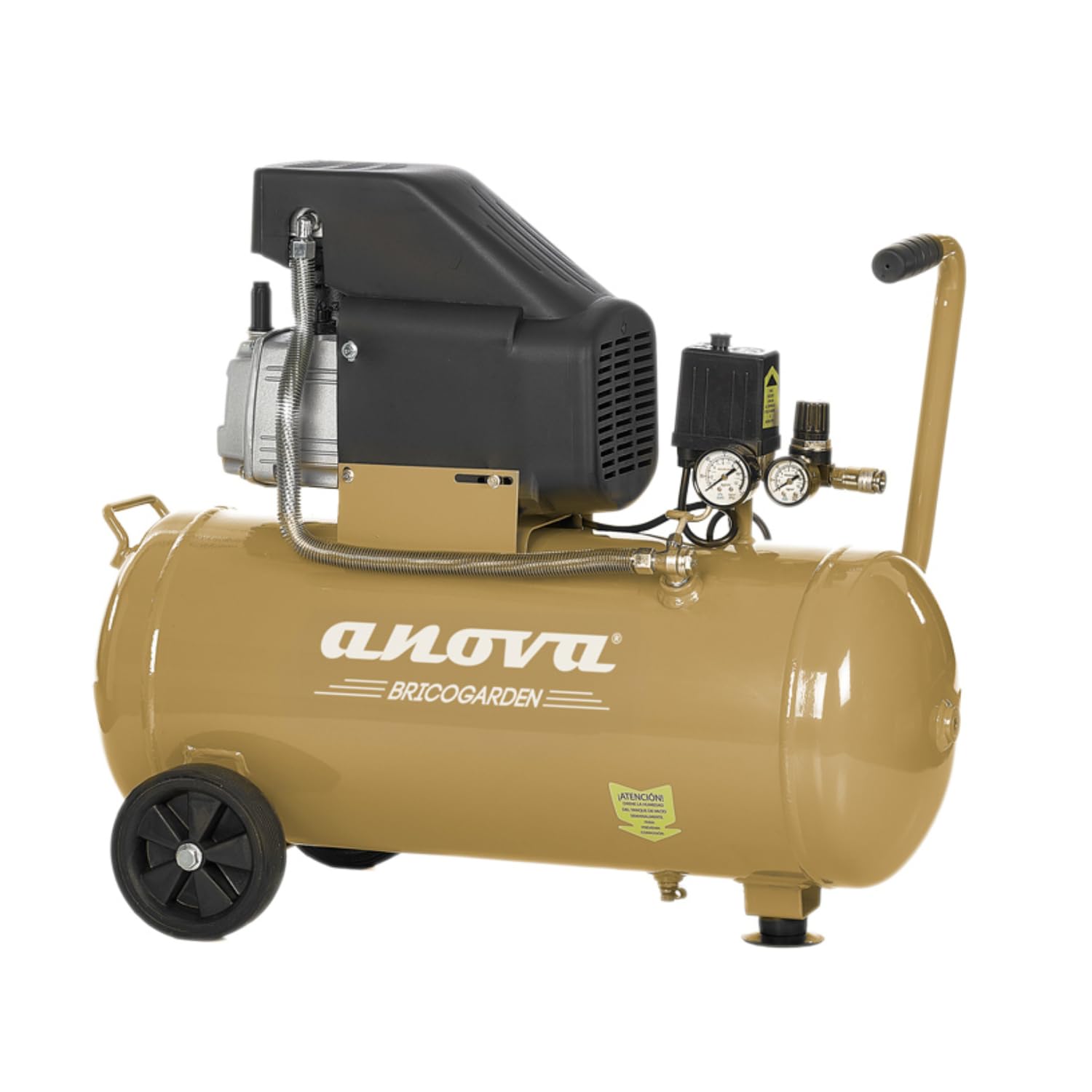 BRICOGARDEN - Compresor de aire Eléctrico | 2 HP / 1.5 KW | 230 V / 50 HZ | 50 L | Revoluciones Máximas 2850 RPM | Para Inflado de Neumáticos, Herramientas Neumáticas y Pintura | Diseño Robusto