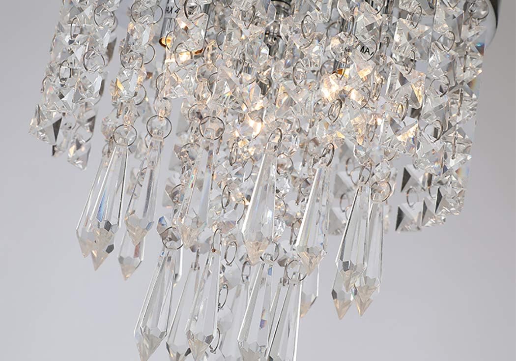 Mini Chandelier Flush Mount Crystal Ceiling Light 3 Lights Modern Chrome Crystal Light Fixtures for Bedroom,Hallway,Closet,Girls Room,Kitchen