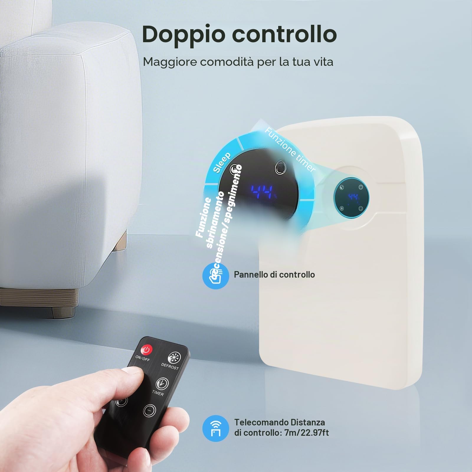 Deumidificatore elettrico con tubo di scarico, serbatoio dell'acqua da 2,5 l, deumidificazione dell'aria silenziosa, asciuga ambienti fino a 500 ml al giorno