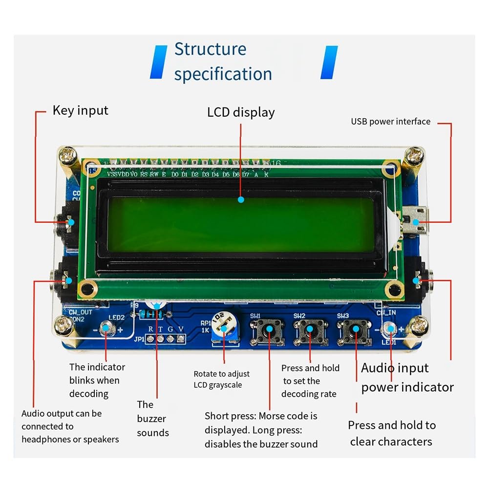 Breeshy Migliorato -069B CW Morse Code Decoder Ricambi Elettronico DIY PCB Set di esercizi di saldatura