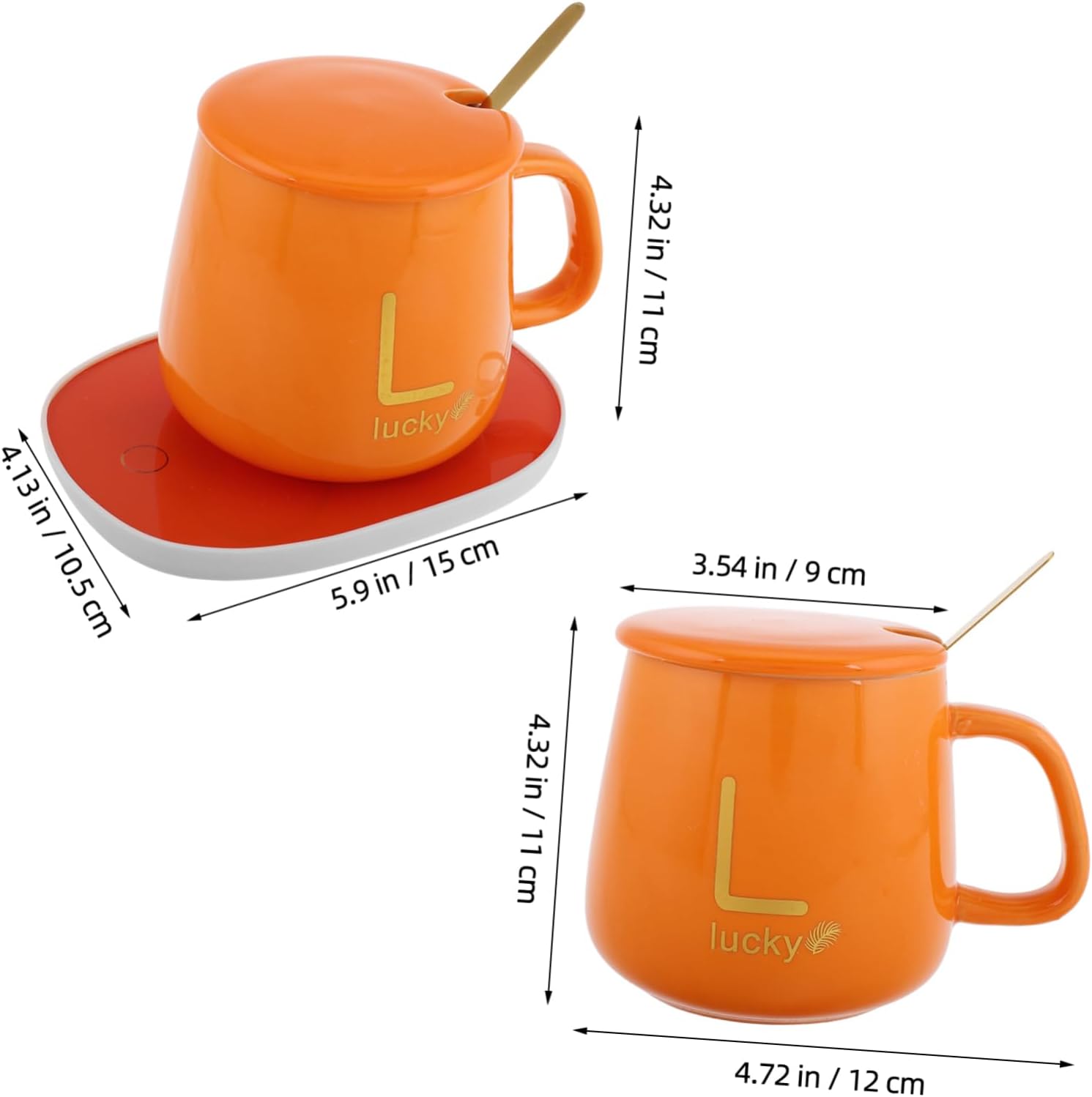 1set Electric Lid and Spoon Thermal Mug for Hot Drinks USB Powered Beverage Heating Cup for Office for Christmas and Birthdays