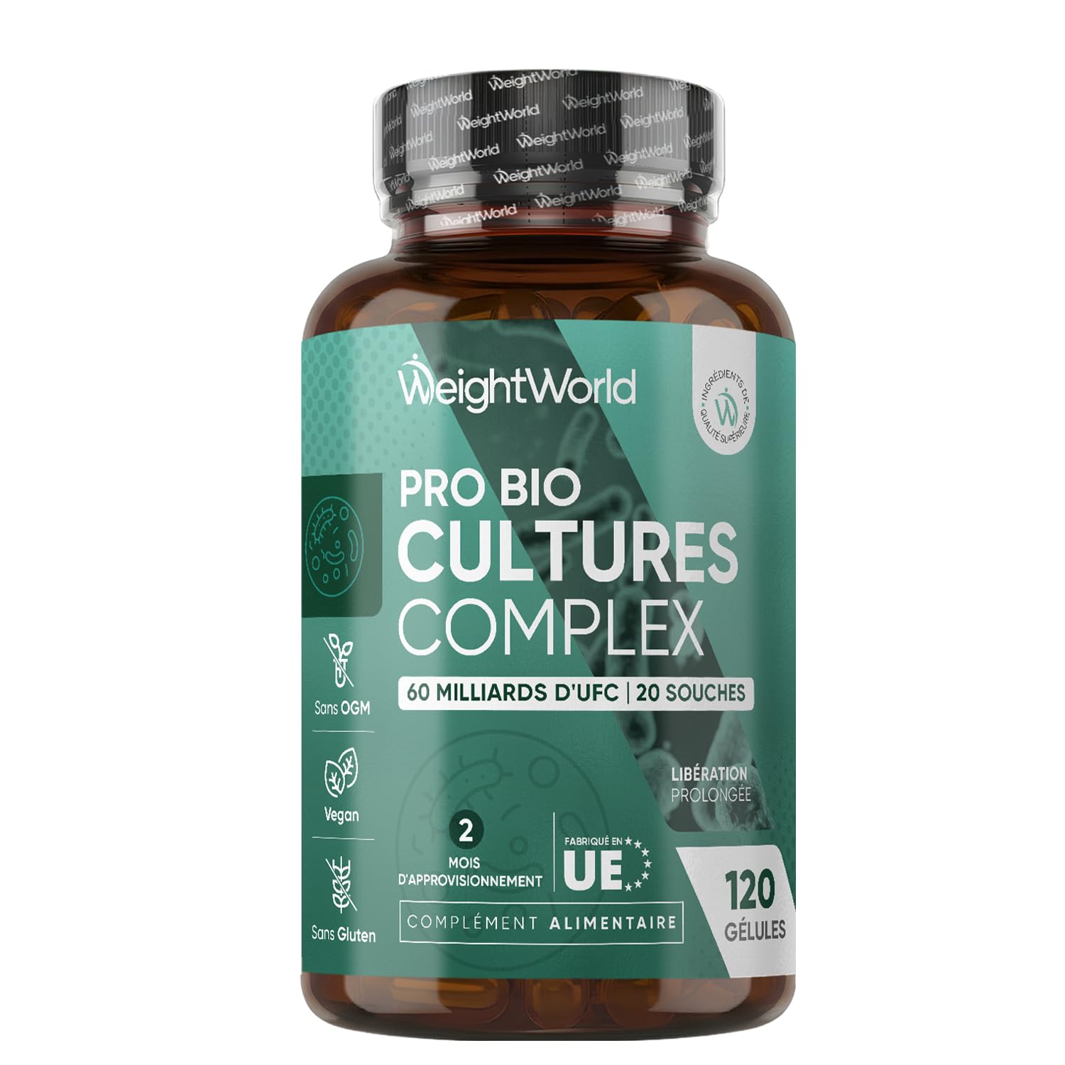 Probiotiques et Prébiotiques, 60 Milliards d'UFC 20 Souches Prébiotiques et Probiotiques, 120 Gélules Vegan, Lactobacillus Reuteri, Lactobacillus Gasseri, Plantarum, Bifidobacterium Longum, Infantis