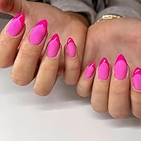 Vista 46 de 30 Uñas Postizas de Punta Francesa Negra a Presión, Uñas de Almendra Cortas para Presionar, Uñas Postizas Cortas en Forma de Almendra, Uñas