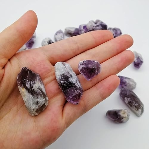 Miniatura 4 de Bloque de piedras preciosas moradas naturales de cristal amatista, roca cruda pequeña irregular a granel, 30-36 piezas para sanación de cristales,