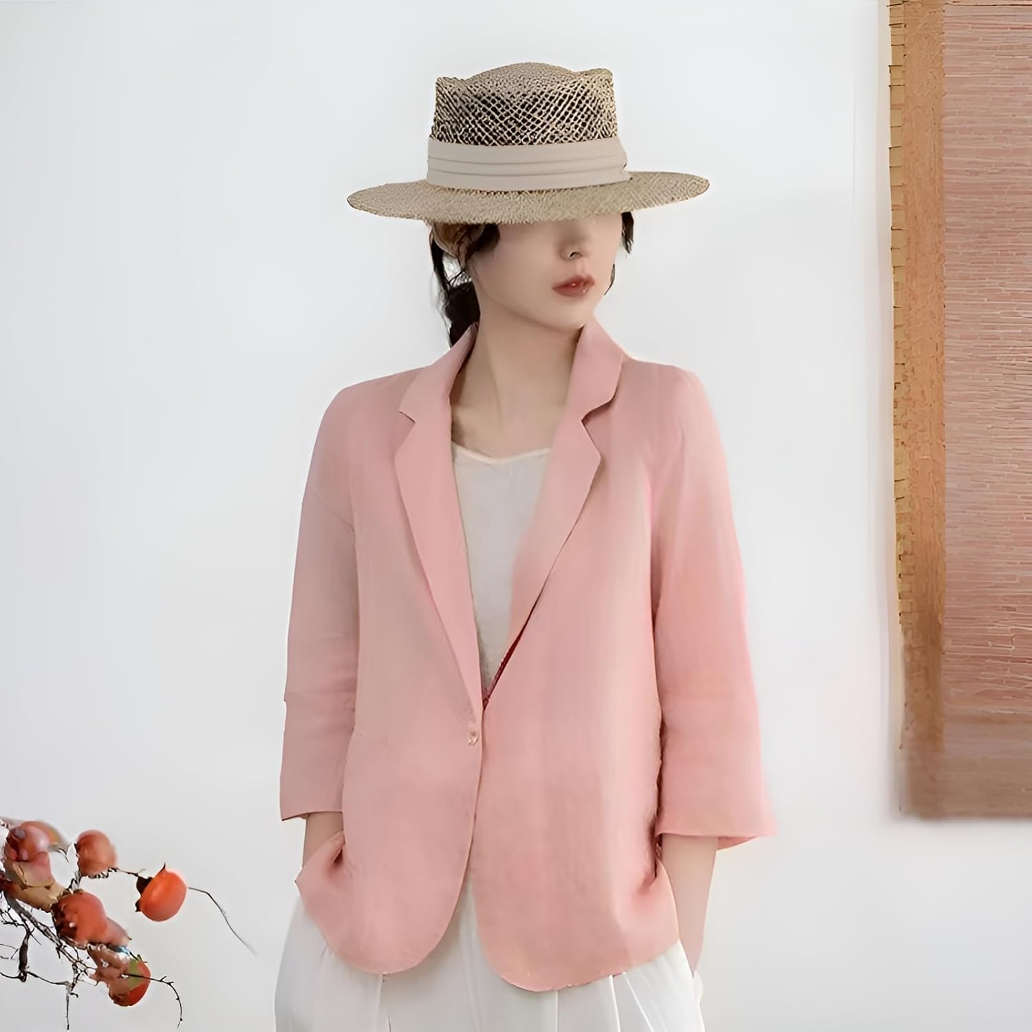 [Caividom] リ小さいスーツ カーディガン 日系 レトロ 文芸風 薄手ジャケット 96%麻素材 通気性 敏感肌対応 ユニセッ