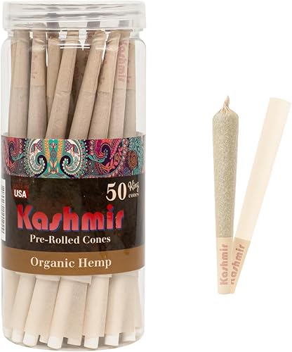 Kashmir Cones Rolling Paper King - Papeles de liar - Conos orgánicos con puntas preenrollados conos preenrollados tamaño King 50 unidades