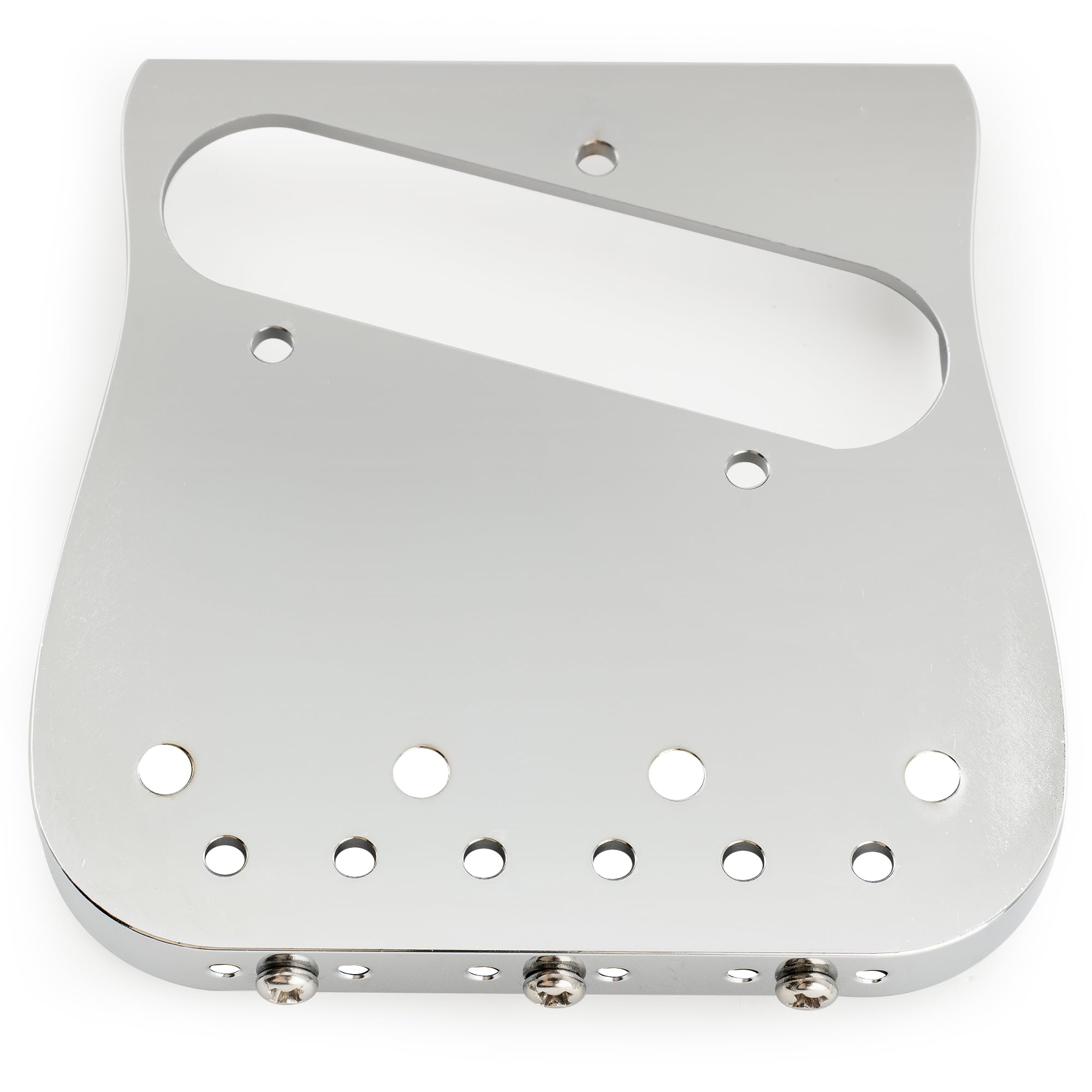 Musiclily Ultra Left-Handed 54mm(2-1/8 inch) String Spacing Full Solid Brass Plate with Compensated 3-Saddle Curved Tele Style Guitar Bridge - Image 3