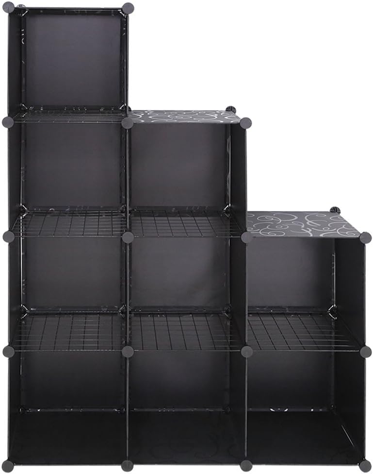 TOUCHXEL 9 Wire Cube Shelves Highly Effective Storage System for Kid Toys Clothes Shoes Books or Display Craft Art Supplies in Closet Bedroom Office Loft Studio Garage - Black