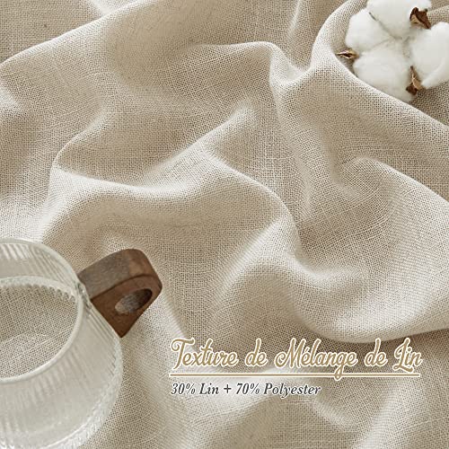 NICETOWN Cream Beige Linen Curtains & Drapes 84 inches Long, Grommet Flax Linen Burlap Semi Sheer with Light Filtering Privacy Window Treatments for Living Room, W52 x L84, 2 Pieces