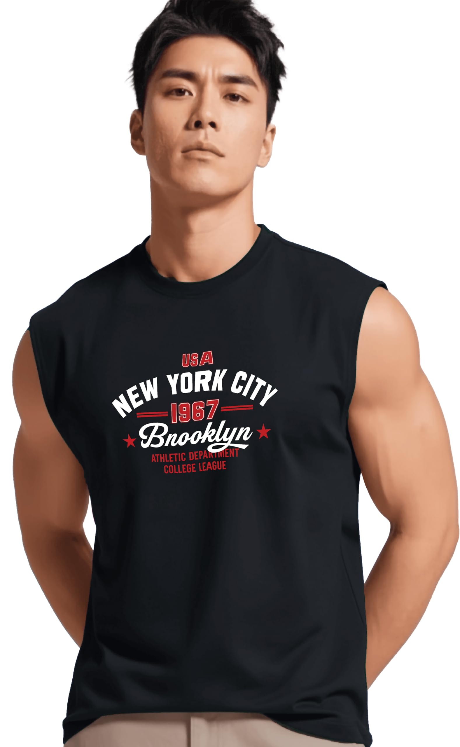 JUARI BE A GENTLEMAN Men's Sleeveless Tank Top–Premium Cotton Blend Muscle Fit Gym Vest |Casual Summer Workout Shirt (in
