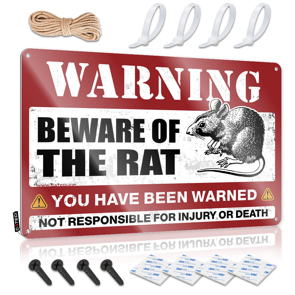 BRUNTELO Room Door Decor Beware Of Rat Tin Sign Tin Sign Metal Funny Signs Metal(30X40CM)