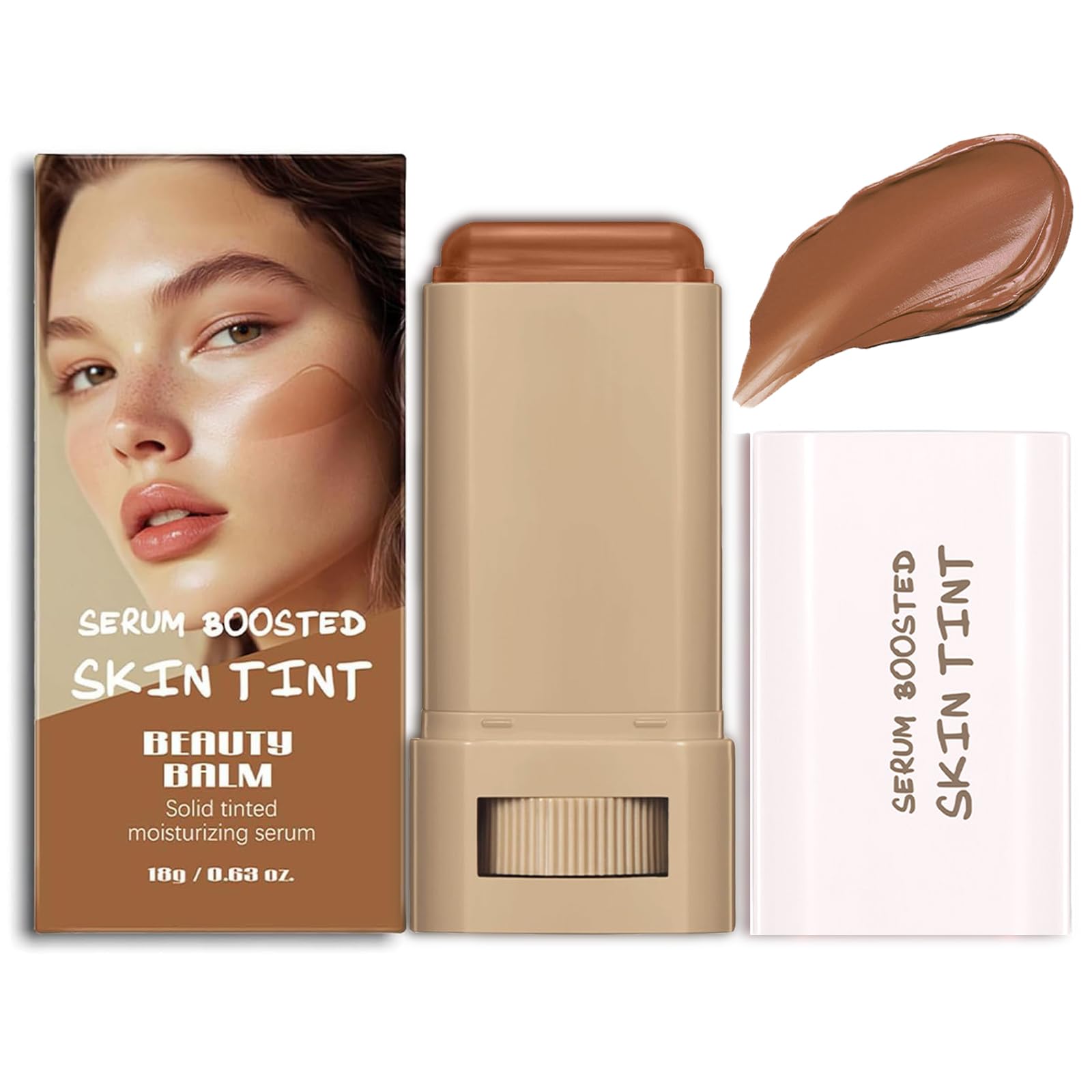 Beauty Balm Serum Boosted Skin Tint Hydrating Tinted Moisturizer Lightweight Solid Tinted Foundation Stick Sheer to Medium Coverage