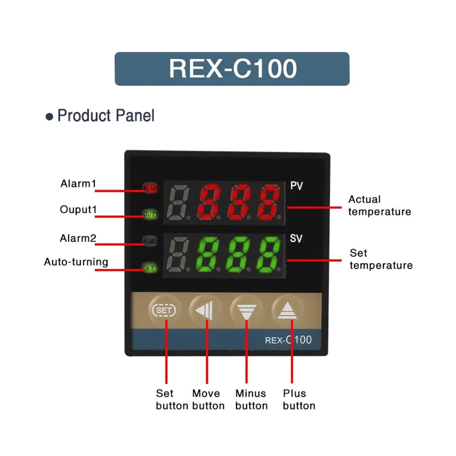 Regulator temperatury REX-C100 PID regulator temperatury 220 V, 400 stopni, cyfrowy termostat, wyjście 40 A, SSR, termopara, typ K(B zestaw 2 wyjścia SSR)