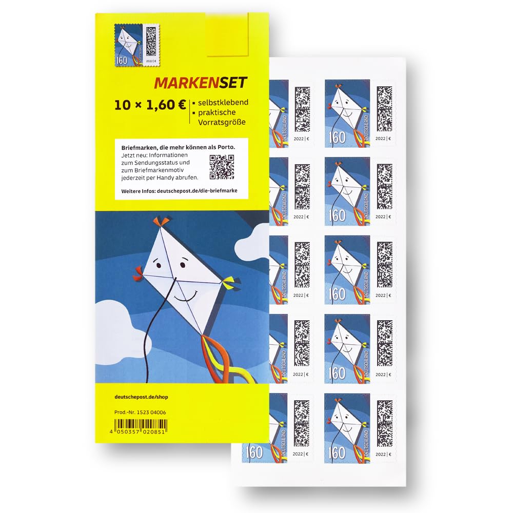 10 Stück 1,60 EUR 1,6 EUR 160 Cent postfrische selbstklebende Briefmarken | Frankaturware Markenset (Motiv: Briefdrache)