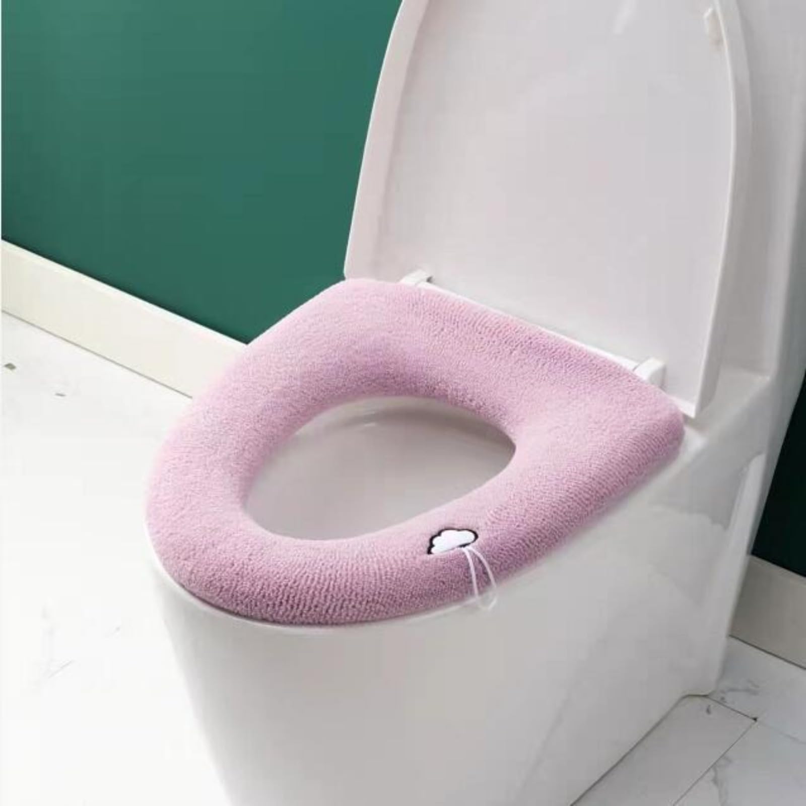 Yqvavzjsl Handle Pink Thick And Warm Toilet Seat With Handle, Knitted Washable Toilet Seat
