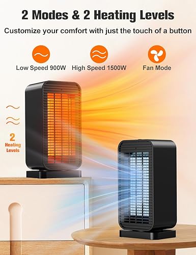Miniatura 4 de BALKO Calentador de espacio, calentadores eléctricos portátiles para uso en interiores con termostato, modo de ventilador, control remoto,