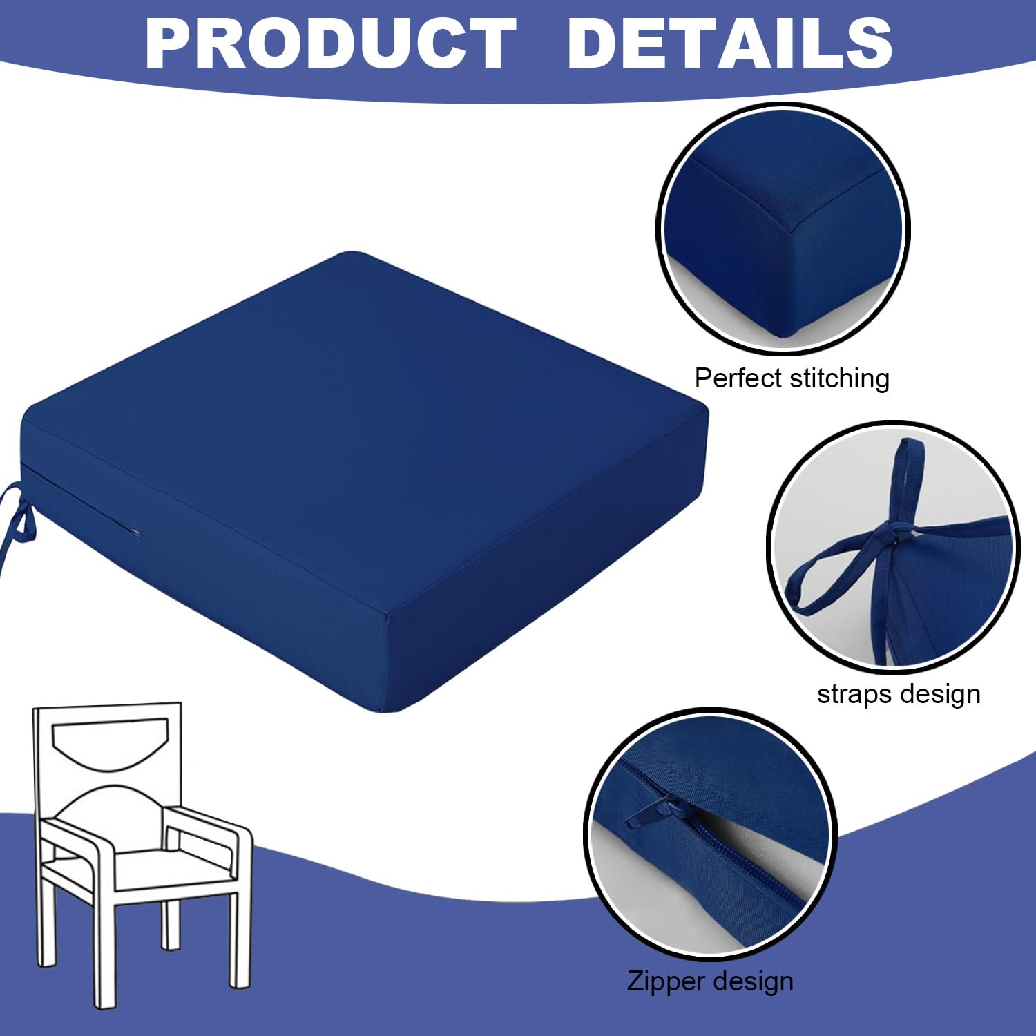 uyeoco Cuscino Della Sedia da Pranzo/Cucina/Giardino/Esterno, Quadrato, 40x40/45x45/50x50, Cuscino Da Divano, Impermeabile Cuscino Per Seduta, Copertura Rimovibile(Beige,50x50x8cm)