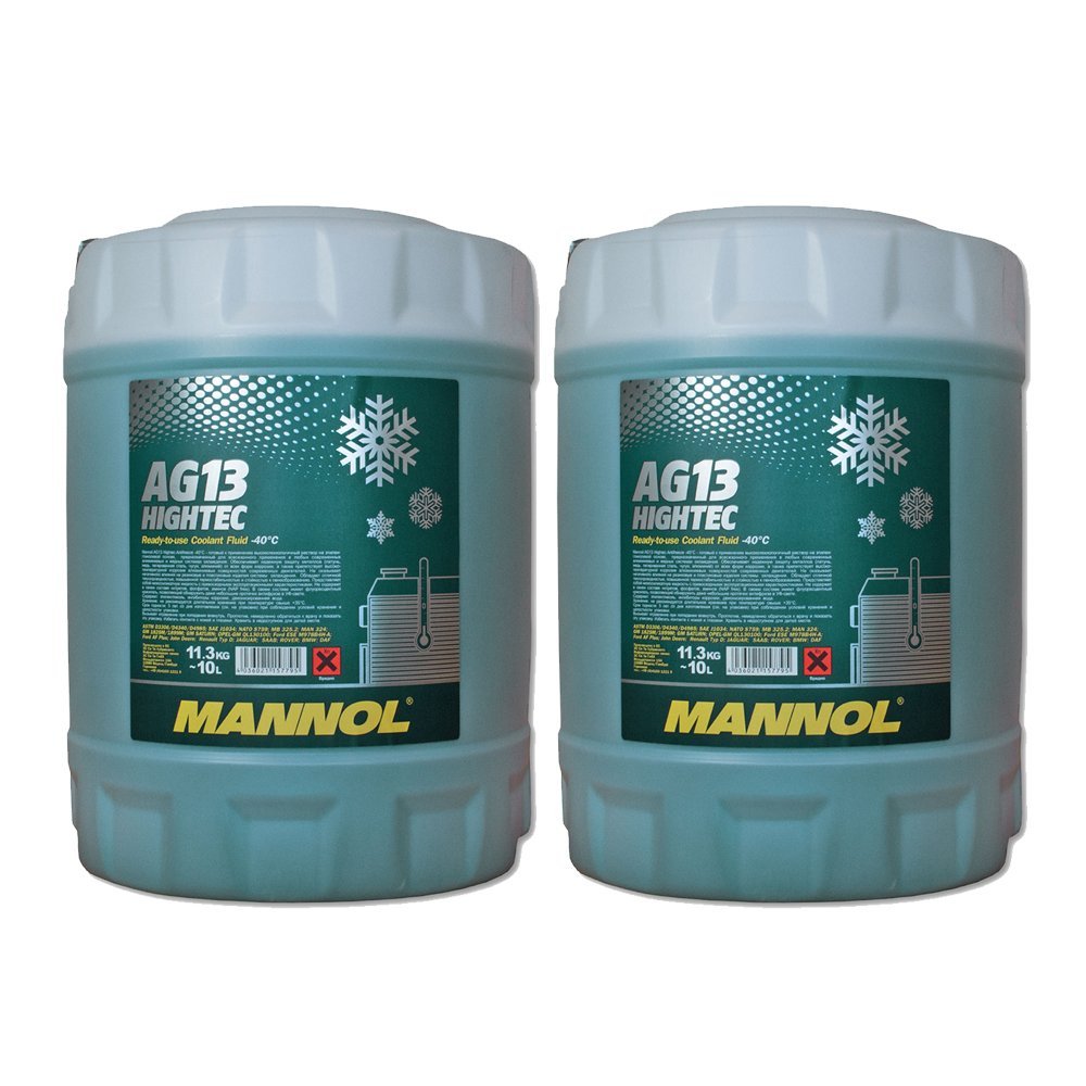 MANNOL 2 x 10L AG13 Antifreeze/Kühlerfrostschutz -40 Grad Ready-Mix Grün