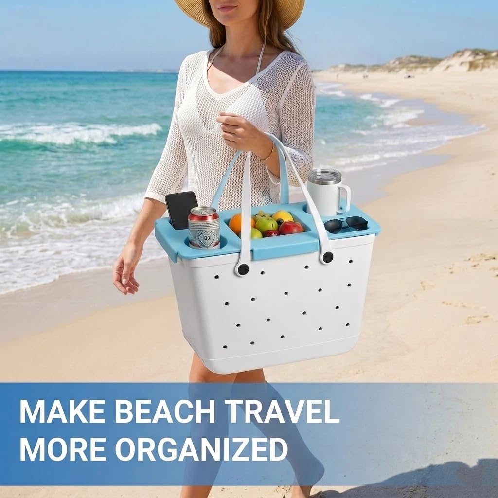 Topper Tray for Bogg Bag X-Large - Durable EVA Top Storage Lid & Cup Holder - Large Removable Tote Insert Divider and Organizer for Snack, Drinks - Beach, Pool, Travel Essentials (Mint Green)