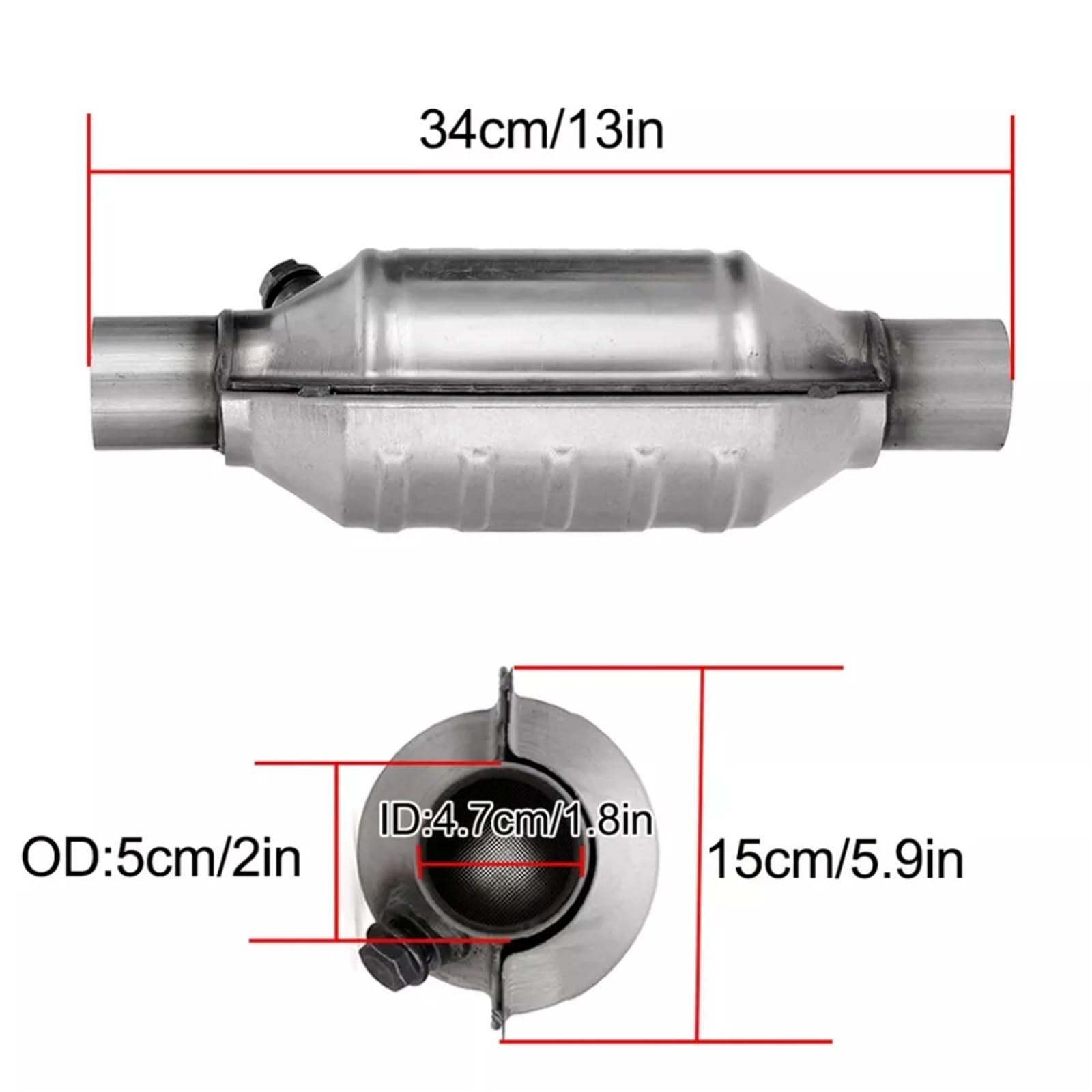 2'' 2.25'' 2.5'' 3" Uniwersalny samochodowy katalizator z czujnikiem tlenu 400 ogniw, stal nierdzewna o wysokim przepływie, Euro 1 katalizator akcesoria katalizator samochodowy(2 inch)