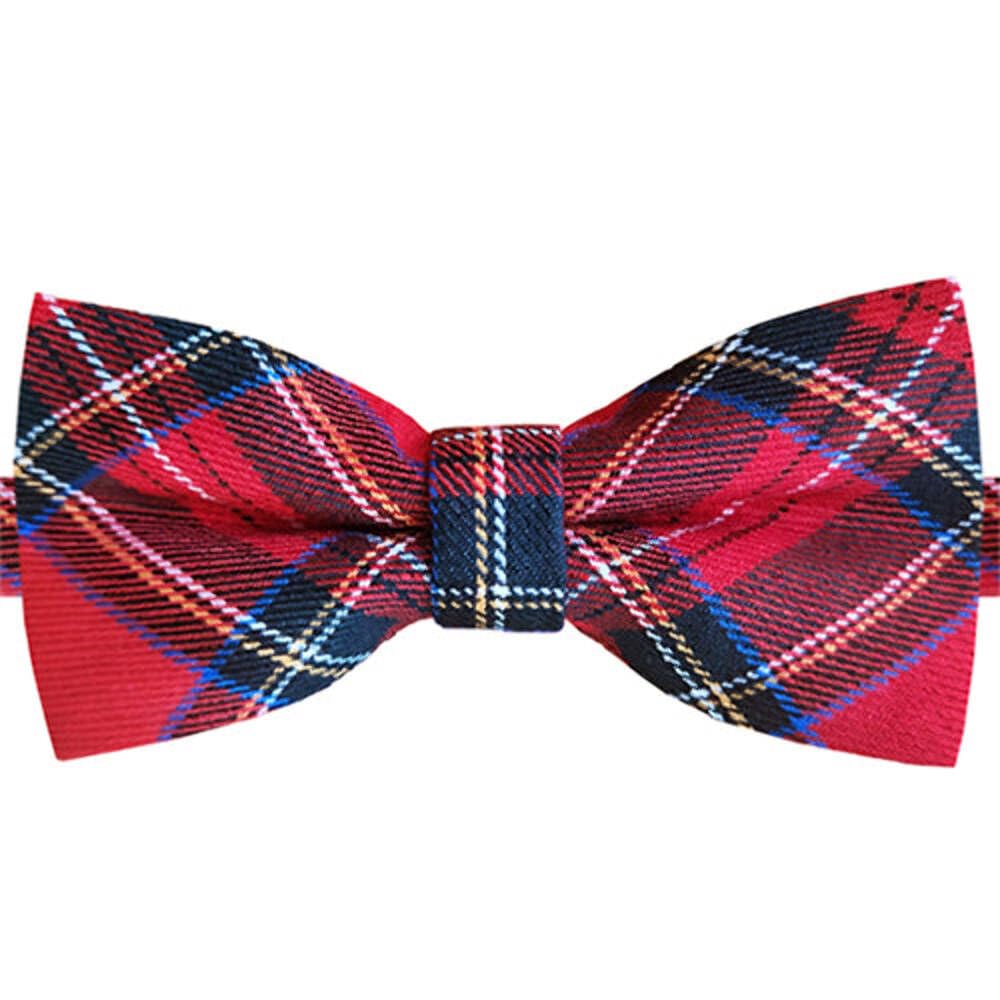 Texture Ties Men's Red Royal Stewart Tartan Bow Tie