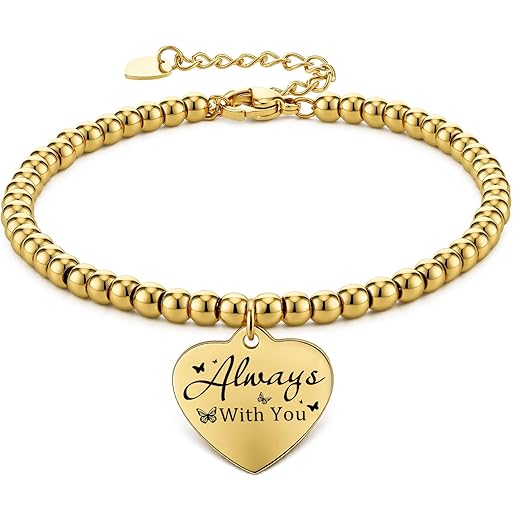 Beaded Gold Bracelet for Women Stretch Handmade Ball Charm Gifts for Women Dainty Don't Let The Hard Days Win Jewelry Charm Gifts for Her