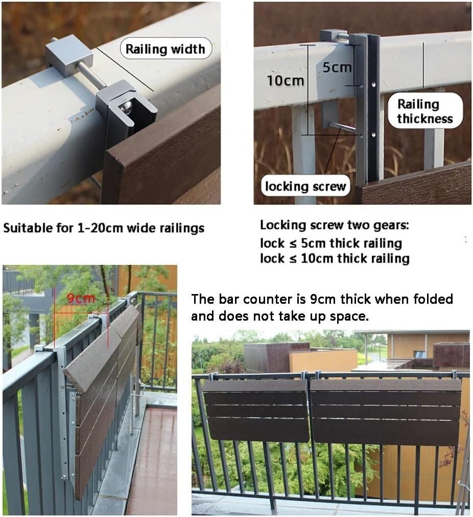 Składany stolik do opalania na zewnątrz z regulacją wysokości, na taras, na balkon i werandę, design na każdą pogodę (120 x 37 cm), idealny do małych i ograniczonych obszarów