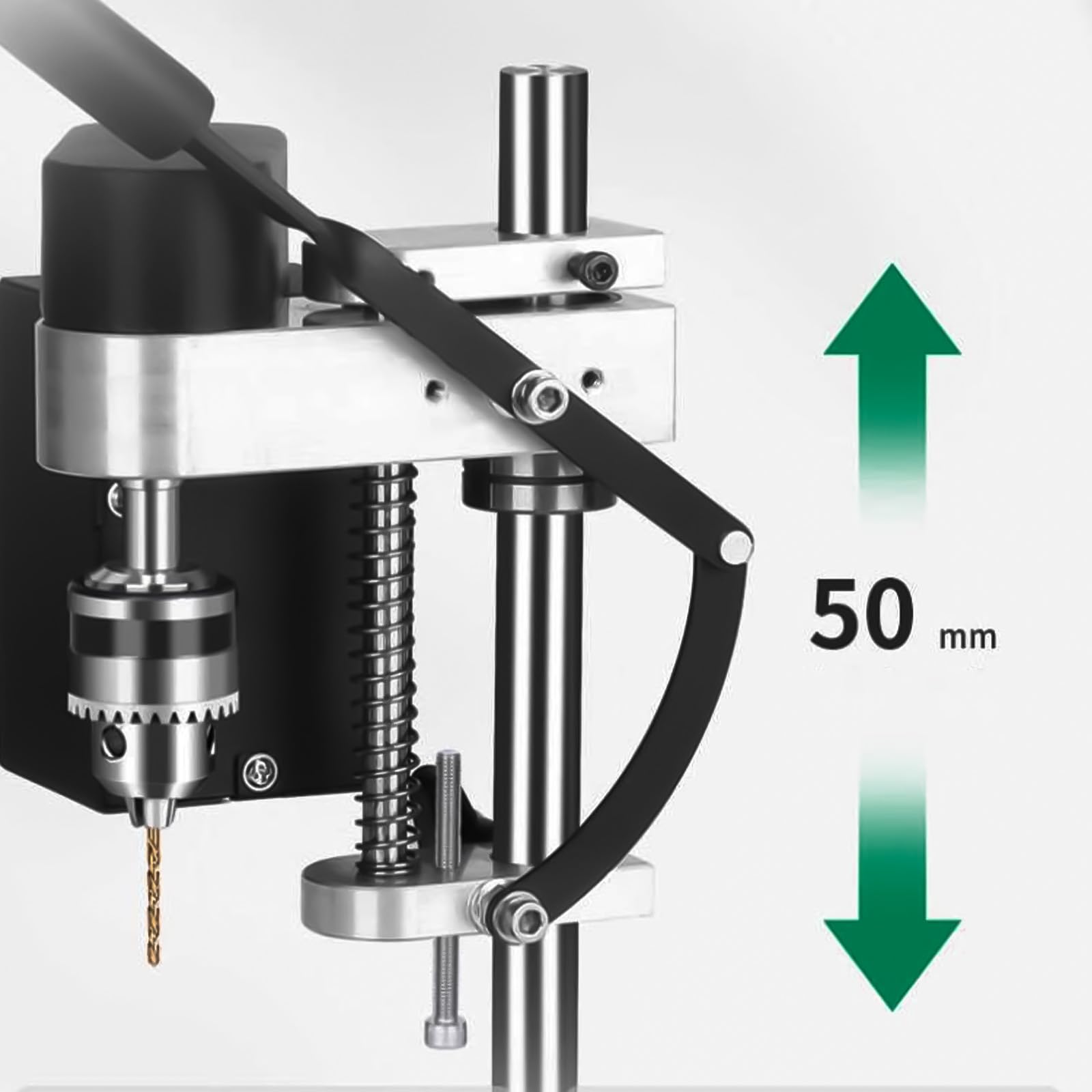 Mini trapano a terra 775, 300 W, 7 marce, corsa regolabile 50 mm, portata mandrino 0,6 – 6 mm, trapano per legno, metallo, modellismo e plastica