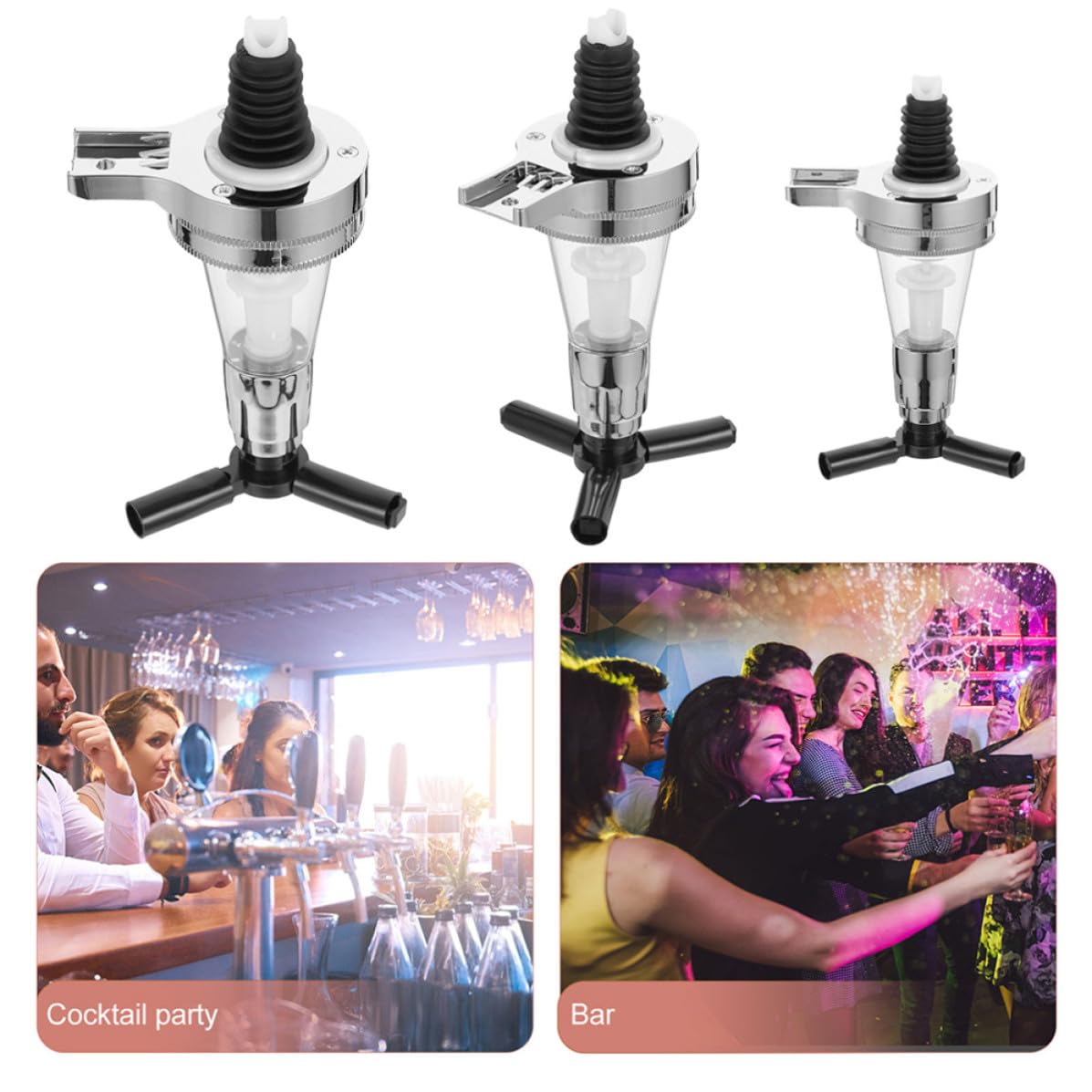 Veemoon 3 Piezas Dispensador de Licor Colgante para Botella de Vino Boquilla de Acero Inoxidable y Silicona, Fácil de Usar y Limpiar, Adecuado para Fiestas y Eventos Sociales