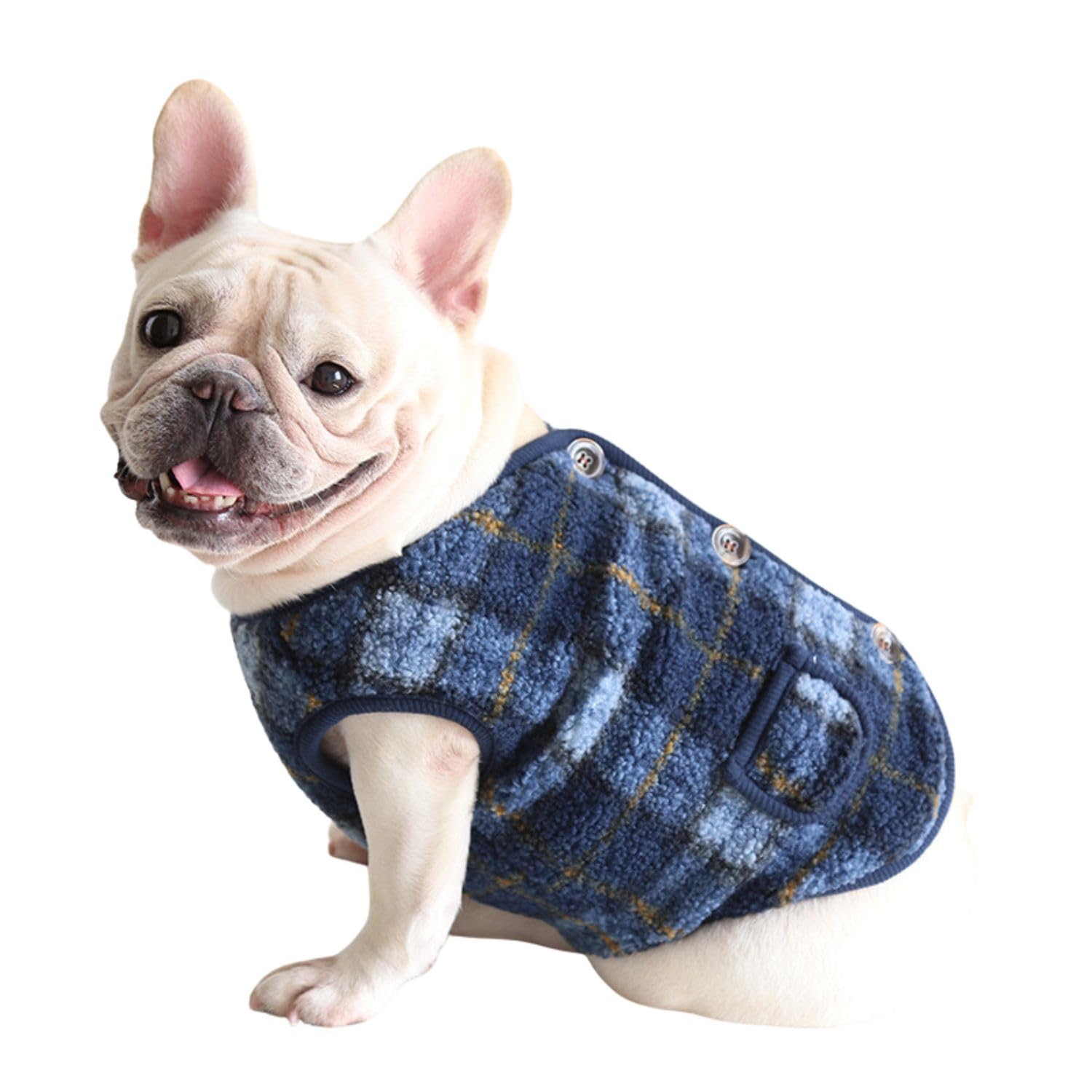 BT Bear Fat Dog Clothes,Dog Big Chest Polar Fleece Pet Winter Warm Coat Jacket for Cats Small Dogs Medium Dogs Pug French Bulldog (XXL,Dark Blue)