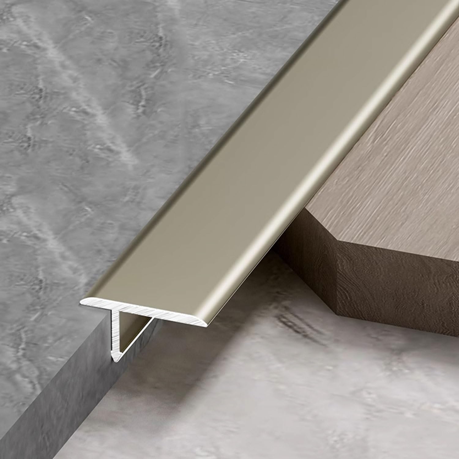 Aluminiowa listwa przejściowa T, przegroda podłogowa do łączenia szczelin, trwały i bezpieczny próg do płytek podłogowych, 2,4 cm x 2,7 m