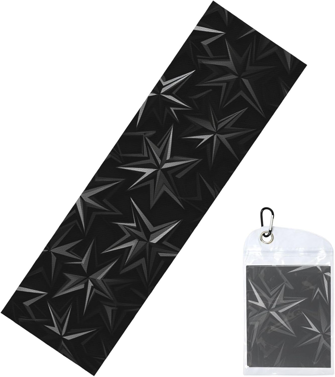 Cooling Towel (40″x12″) Quick Dry Ice Towel Black Star Pattern Cooling Towels for Neck Soft Breathable Chilly Towels Microfiber Cool Rags Cooling Neck Wraps for Yoga Golf Gym