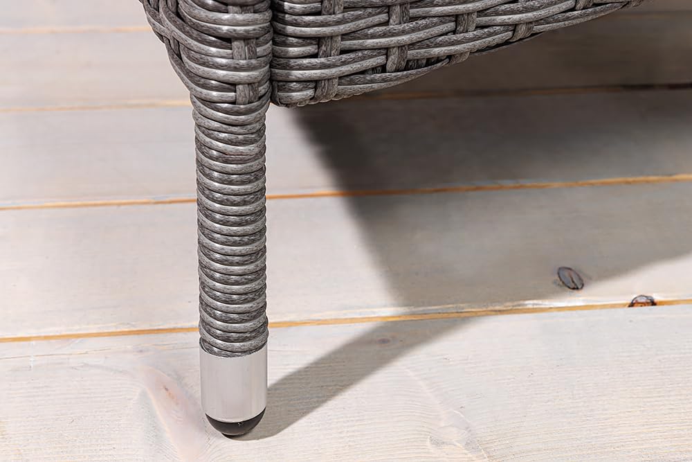Gartenstuhl SYLT - 56cm - grau - Stoff-Bezug Polyrattan Armlehne Outdoor