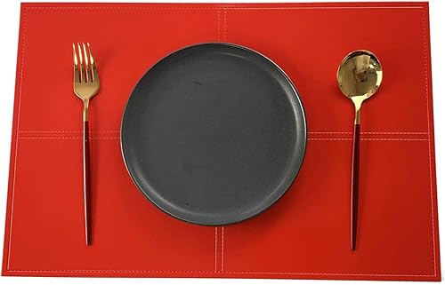 JASHII Manteles individuales metálicos de vinilo prensado, manteles individuales aislantes, rectangulares, lavables, de piel sintética, juego de 6,