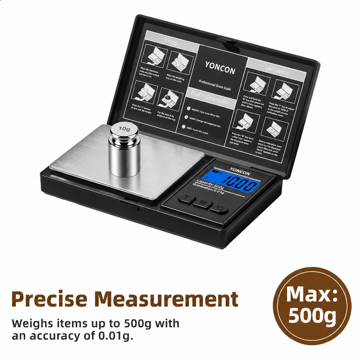 Bilancia tascabile digitale 500g x 0.01g