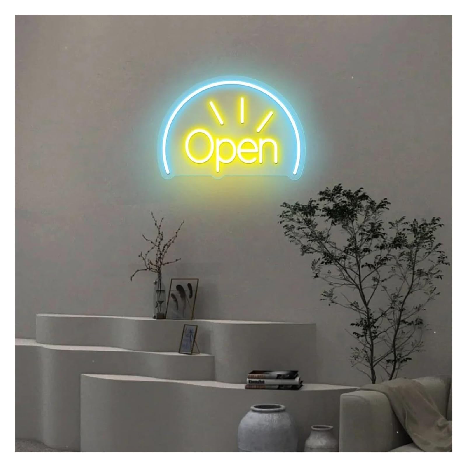 LEMST Signs Lamp Open Letter Neon Signs USB Powered Adjustable Brightness Open Neon Lights Suitable for Bistro Shop Decor 28cmx32cm(A)