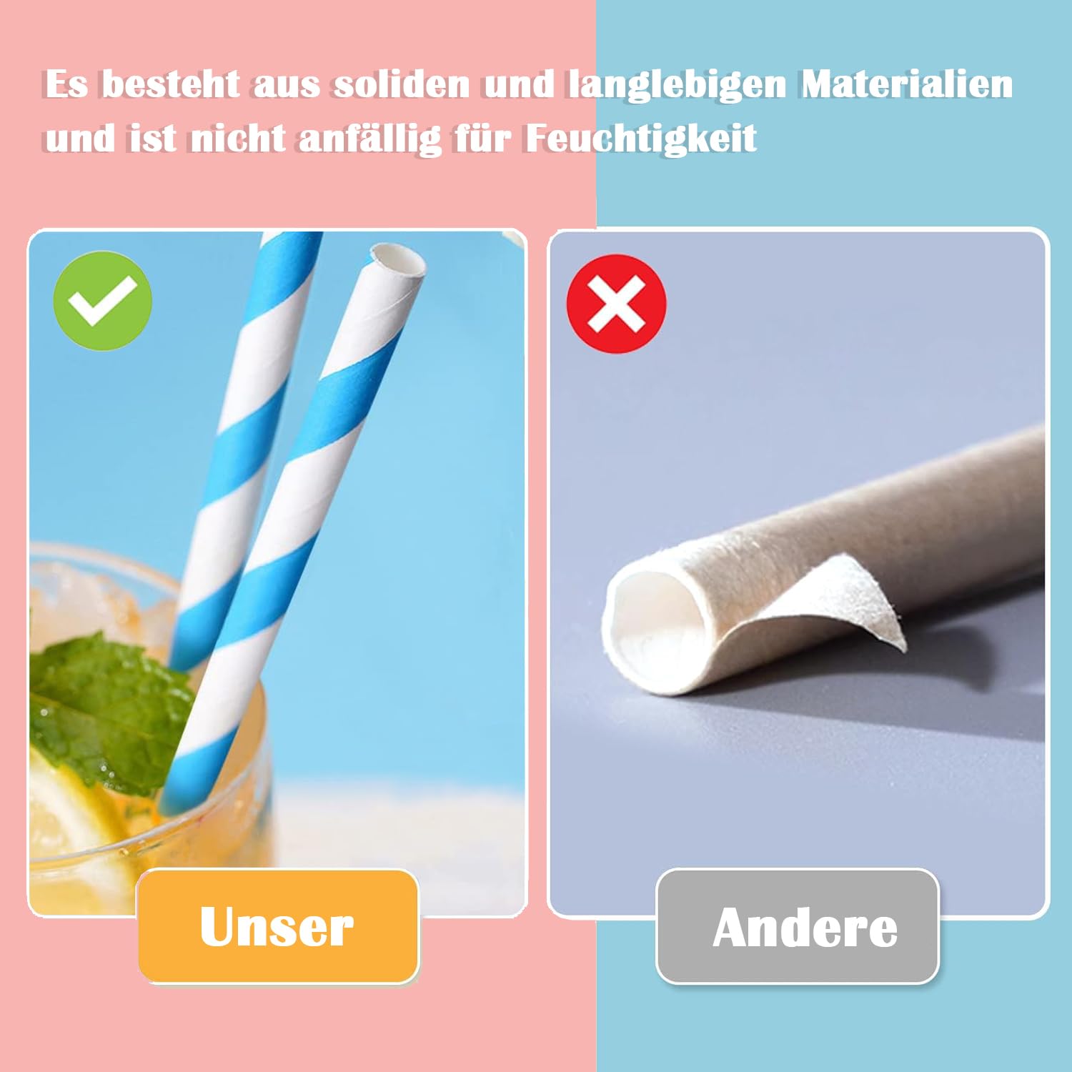 300 Pailles En Papier Rayées Colorées 19,7 Cm - Lot De Pailles Écologiques Pour Cocktails, Milkshakes Et Jus (4 Couleurs)