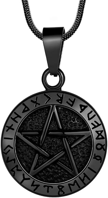 Hipunk Pentagram of Brisingamen Pendant Mens 316L Stainless Steel Witchy Tetragrammaton Pentacle Eliphas Levi's Pentagram Necklace Wiccan Pagan Magical Star Satanism Jewelry SP0061