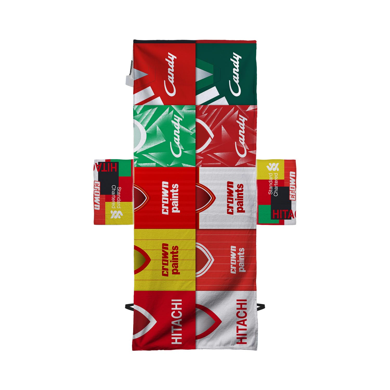 British Made Gifts Multicoloured Liverpool - Kit Montage - Football - Full Length Sun Lounger Towel With Pockets - Sunbed
