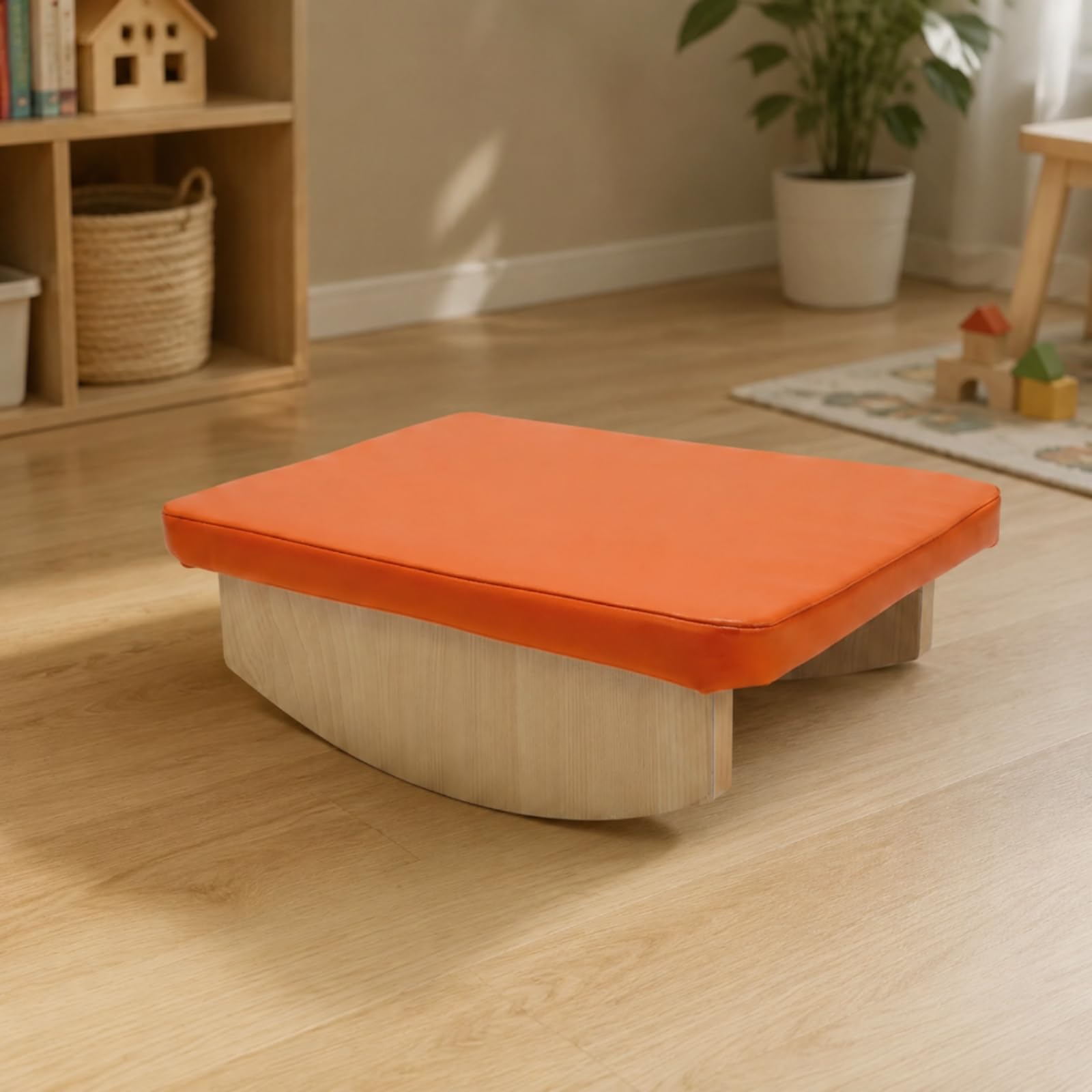 Children Balance Holz Schaukelbrett Balancebrett Trainingsboard Gleichgewichtsboard mit Gepolsterter Oberfläche Und Stabiler Kurvenform aus