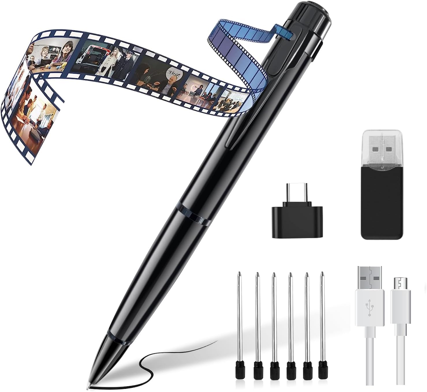 Telecamera Penna, Telecamera Audio HD 1080P e Videoregistratore con Funzione OTG, con Monitoraggio del Movimento, Registrazione Video e Audio