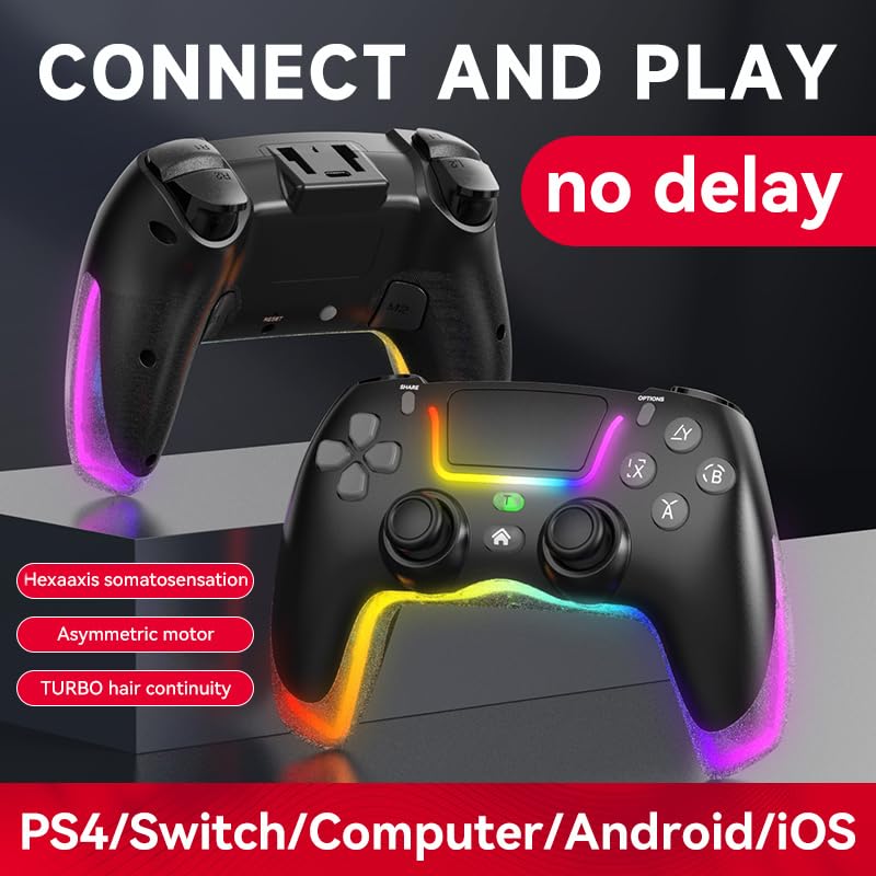 Miniatura 5 de RALAN PINK Wireless Controller Compatible with Playstation 4ProSlimfor PS4 Dualshock 4 Gamepad with Adjustable LED Lighting, 3.5mm Audio Jack and